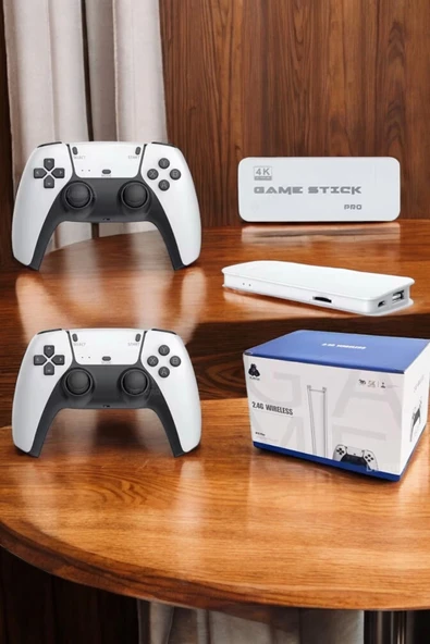 4K HD Görüntü Kaliteli Retro Game Stick 20000 Oyunlu Çift Kollu Beyaz Game Stick - 2