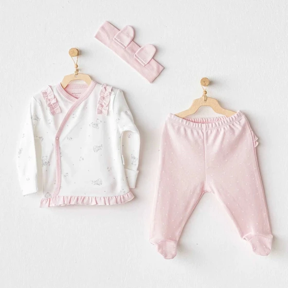 Andywawa Ac25647 Cuddly Bunny Bear 3'lü Zıbın Set Pink