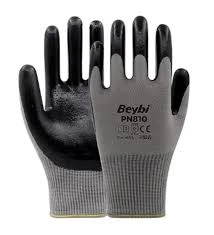 Beybi Nitril Poly Pn810 10 Beden Gri-siyah 12li Eldiven
