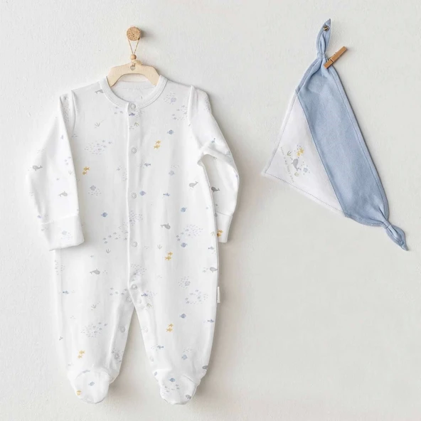 Andywawa Ac25607 Ocean İs My Happy Place Bebek Tulum Takım White