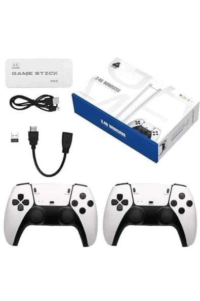 Çift Oyun Kollu 4K HD Ekran Nostaljik 20.000 Oyunlu Beyaz Game Stick - 6