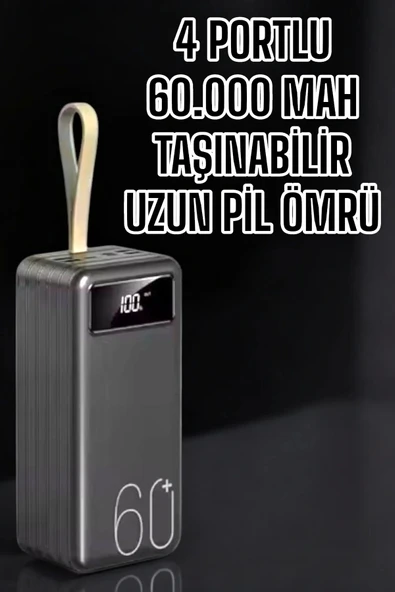 Powerbank 60.000 Mah Hızlı Şarj 4 Çıkışlı Uzun Şarj Süreli Dijital Göstergeli - 2