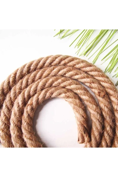 Açık Kahve Jüt Halat 20 mm İp Kendir Urgan 3 Metre - 2