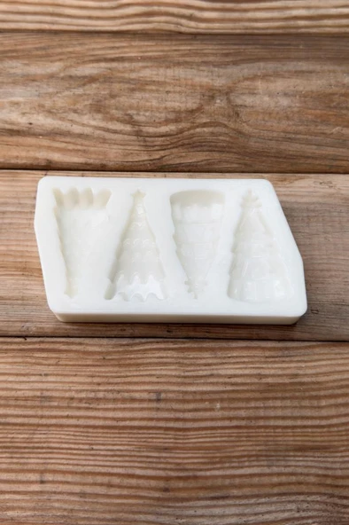 Noel Çamı İki Çeşit Dörtlü Silikon Mum Kalıbı - Resim 5