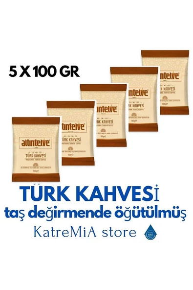 TÜRK KAHVESİ 5X100 GR (500 gr) TAŞ DEĞİRMENDE ÖĞÜTÜLMÜŞ