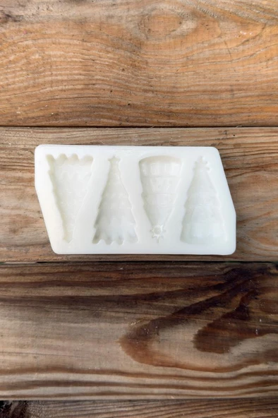 Noel Çamı İki Çeşit Dörtlü Silikon Mum Kalıbı - Resim 6