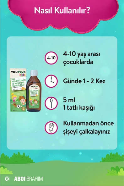 Youplus Kids Multi Vitamin ve Mineral Kompleksi 150 ML Şurup - 3