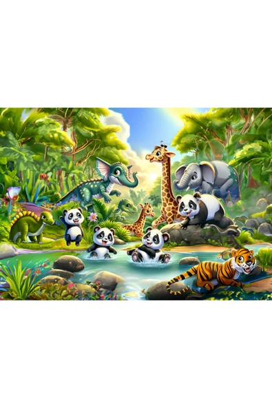 Art Puzzle Art Çocuk Pandaların Banyo Keyfi 50 Parça Puzzle - 2