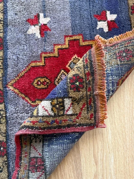 53x70 cm Küçük Türk Halı, El Dokuma Yün Halı, Giriş için Zemin Halısı, Vintage Bohem Ev Dekoru, Şık Küçük Halı - 7