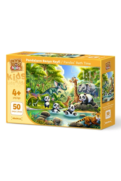 Art Puzzle Art Çocuk Pandaların Banyo Keyfi 50 Parça Puzzle