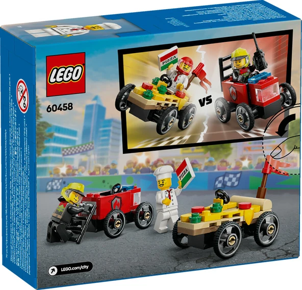 LEGO-60458 City Pizza Arabası İtfaiye Kamyonuna Karşı Yarış Arabası Paketi - 6
