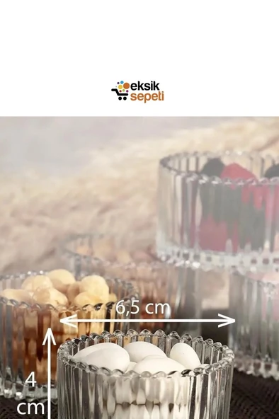 Kapris Sultan Cam Çerezlik Sunum Kasesi 6 Parça - 4