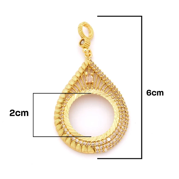 Yarım Altın Çerçeveli Kolye Ucu Altın Kaplama İşlemeli TGR-713 - Resim 3