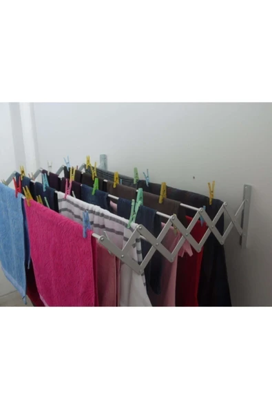 Burak Akordiyon Katlanabilir Çamaşır Kurutma Askısı - 100 Cm Genişlik 9 Çubuklu Model