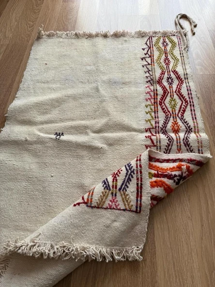 104x64 cm Küçük Açık Renkli Türk Kilimi, El Dokuma Vintage Halı, Eşsiz Bohem Kilim, Şık Ev Dekoru Hediyesi