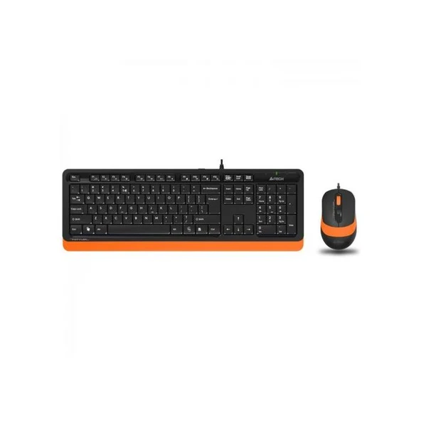 A4 TECH F1010 USB Q Trk Optic Mouse Siyah/Turuncu Standart Klavye - Mouse Set