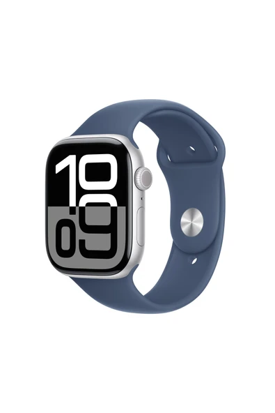 Apple Watch Series 10 GPS 46mm Gümüş Rengi Alüminyum Kasa ve Kot Rengi Spor Kordon  S/M Akıllı Saat (Apple Türkiye Garantili)
