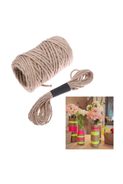 Gereksiz Şeyler Jüt Halat Kendir Urgan Halat Ip 10 m Dekoratif Halat 4mm - 2