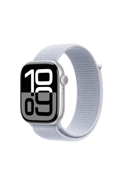 Apple Watch Series 10 GPS 46mm Gümüş Rengi Alüminyum Kasa ve Bulut Mavisi Spor Loop Kordon Akıllı Saat