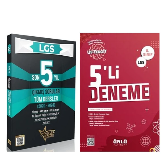 Liderler Karması 8. Sınıf LGS Tüm Dersler Çıkmış Sorular Son 5 Yıl ve Ünlü 5 li Deneme Seti 2 Kitap