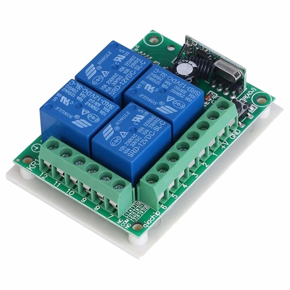 433MHz RF 4 Kanal Röle Modül DC 12V 4 Buton Kumanda Kablosuz Motor Pompa Fan Lamba Perde Akıllı Ev Garaj Bariyer Kapı Kontrol - 8