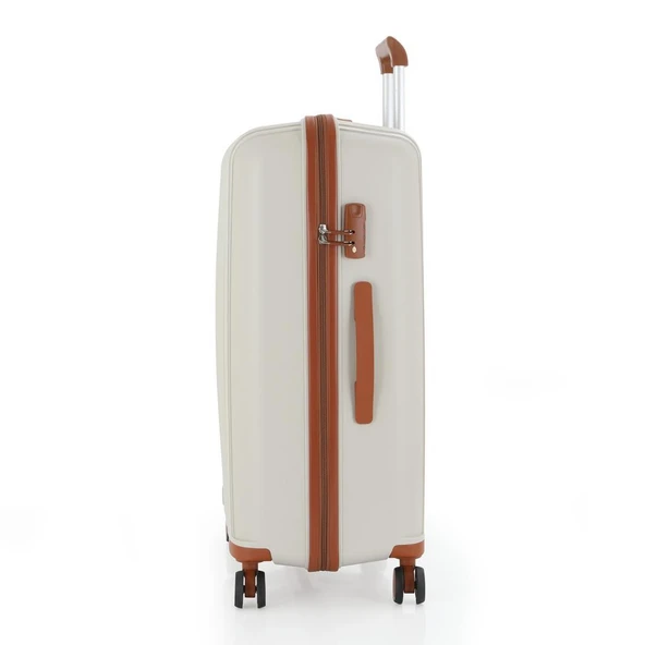 MÇS 3lü Set Kırılmaz Silikon Seyahat Valizi Bavulu V305 Kemik Kahve - 6