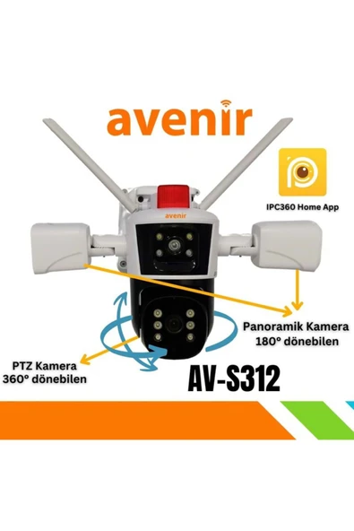 Av-s312 12mp 360 Derece 180 Panoramik Wifi Kamera Panelsiz