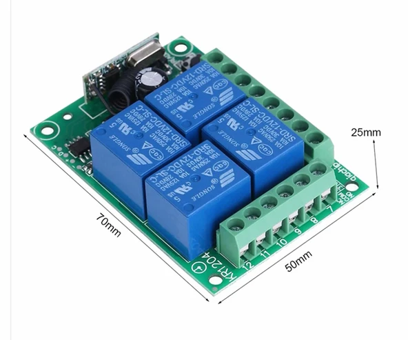 433MHz RF 4 Kanal Röle Modül DC 12V 4 Buton Kumanda Kablosuz Motor Pompa Fan Lamba Perde Akıllı Ev Garaj Bariyer Kapı Kontrol - 2