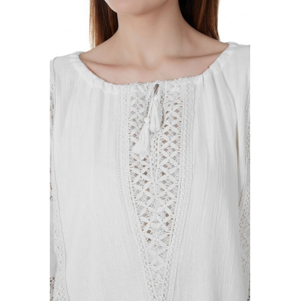 Eliş Şile Bezi- U.Kollu Başak Elbise- Kodu 422.02- XL Beden- Beyaz renk - 2