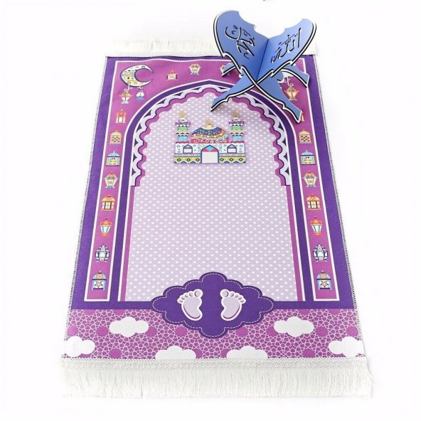 Hediyelik Çocuklar İçin Silindir Asetat Kutu (18×10), Seccade ve Kız Çocuk Eşarp Seti Pembe - 3