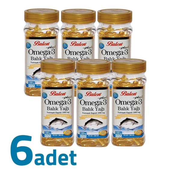 Balen Plus+ Omega3 Balık Yağı Yumuşak Kapsül 1380mg x 100 Kapsül x 6 Kutu