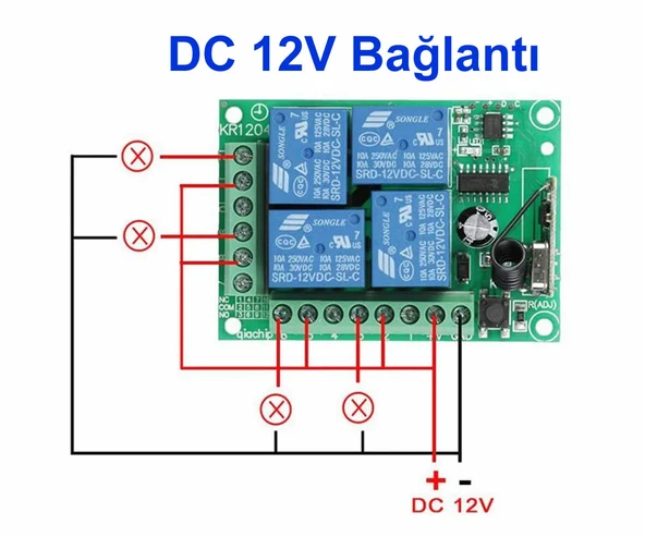 433MHz RF 4 Kanal Röle Modül DC 12V 4 Buton Kumanda Kablosuz Motor Pompa Fan Lamba Perde Akıllı Ev Garaj Bariyer Kapı Kontrol - 3