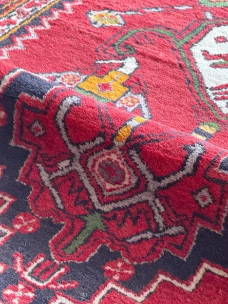 113x268 cm El Dokuma Yolluk, Mükemmel Durumda Yün Halı, Antika Anadolu Nadir Desenli Yolluk, Canlı Renkli Halı - 4