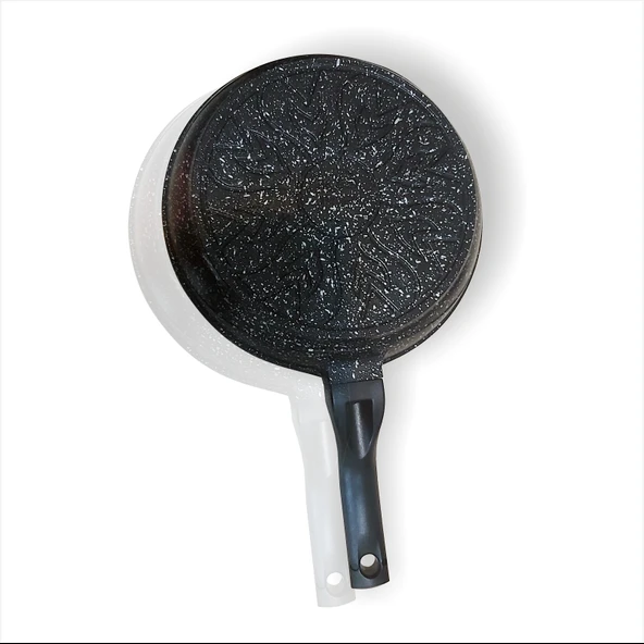 27cm Büyük Bakalit Kulp Yanmaz Yapışmaz Granit Yüzey Ağır Alaşım Döküm Tava - 4