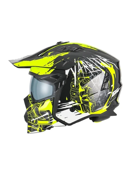 SWAY - FS-X1 SEUL WARRIOR FULLFACE KASK - SİYAH NEON SARI BEYAZ- Large Beden