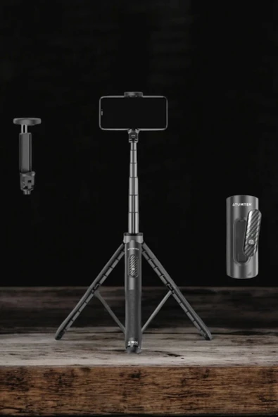 Tripod Kablosuz Bluetooth Bağlantılı Selfie Çubuğu 360 Derece Dönebilen - 5