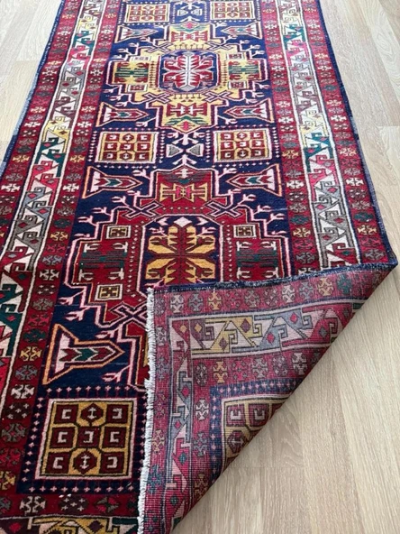 116x313 cm El Dokuma Yolluk, Canlı Renkler ve Harika Desenler, Antika Anadolu Yün Halısı, Şık Ev Dekoru - 7