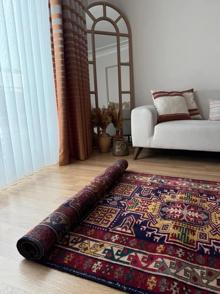 116x313 cm El Dokuma Yolluk, Canlı Renkler ve Harika Desenler, Antika Anadolu Yün Halısı, Şık Ev Dekoru - 3