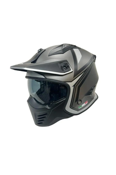 SWAY - FS-X2 TOKYO FULLFACE KASK - TİTANYUM BEYAZ SİYAH - Medium beden - 2