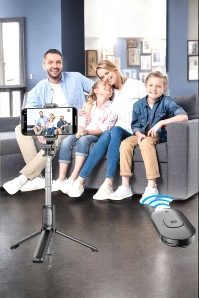 Kumandalı Tripod Telefon Tutucu Selfie Çubuğu 360 Derece Dönebilen - 2