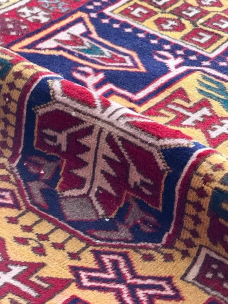 116x313 cm El Dokuma Yolluk, Canlı Renkler ve Harika Desenler, Antika Anadolu Yün Halısı, Şık Ev Dekoru - 2