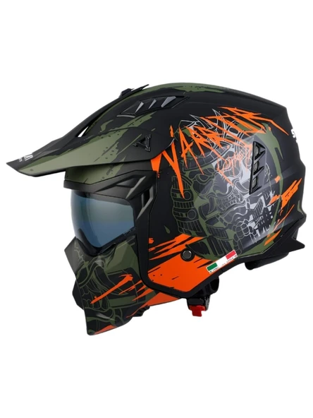 SWAY - FS-X1 SEUL WARRIOR FULLFACE KASK - SİYAH YEŞİL TURUNCU - Large Beden - 2