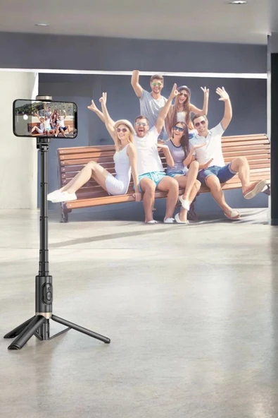 Selfie Çubuğu Tripod Kumandalı Telefon Tutucu Siyah - 3