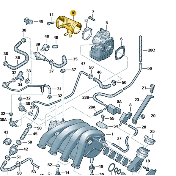 Audi A6 1996-1999 1.8 ADR Motor Gaz Kelebeği Borusu 058133356D - Resim 2