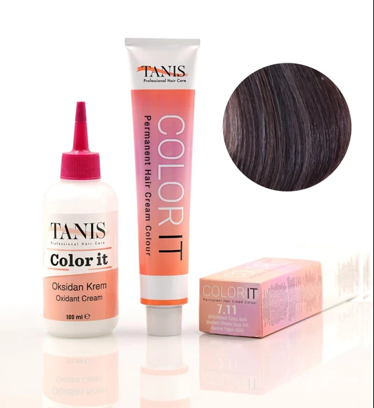 TANİS COLOR-IT (100 ML) Permanent Saç boyası 7.11 (Kumral Yoğun Küllü)