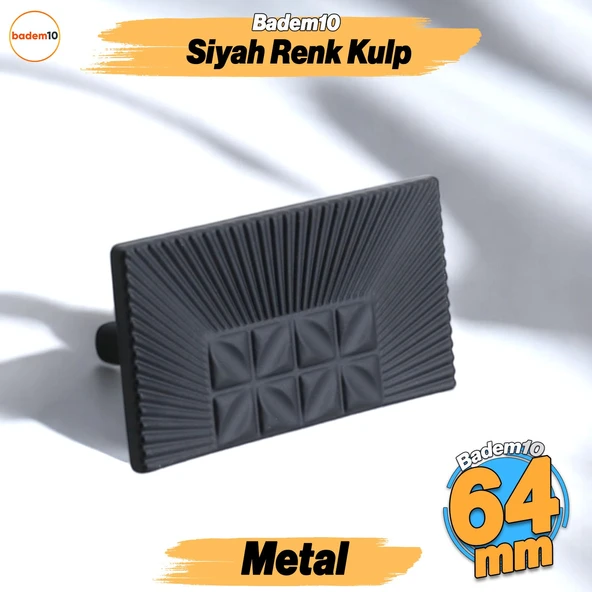 Kayı Metal Siyah Kulp 64 mm -6.4 cm Mobilya Çekmece Mutfak Dolabı Dolap Kapak Kulpları Kulb Kulpu
