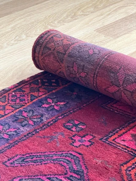 103x275 cm Muhteşem Renkli Yolluk, El Dokuma Vintage Yolluk, Modern Bohem Stili Halı, Harika Kondisyon - 5