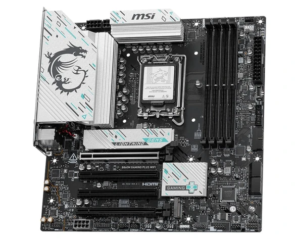 MSI B860M GAMING PLUS WIFI SOKET 1851 DDR5 8600MHZ(OC) 3xM.2 1x TB4 HDMI DISPLAY 5G LAN WIFI 7 mATX - 3