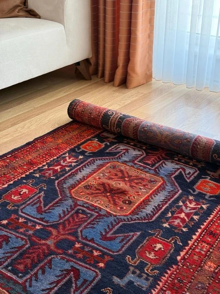 115x310 cm Canlı Renkli Yolluk, El Dokuma NostaljikHalı, Mükemmel Kondisyonlu Yolluk, Ev ve Ofis Dekoru - 4