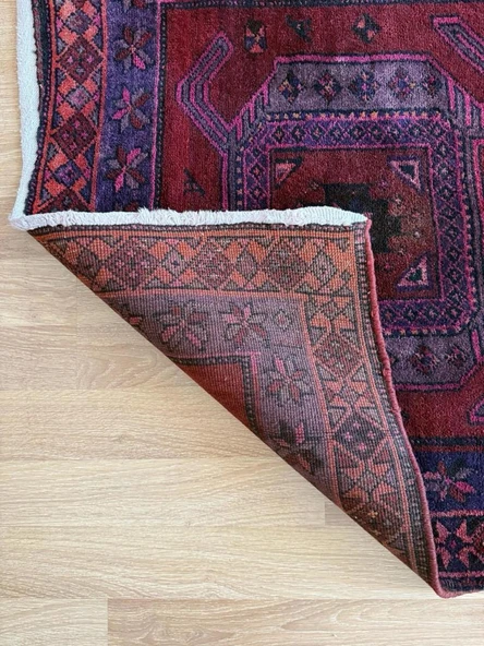 103x275 cm Muhteşem Renkli Yolluk, El Dokuma Vintage Yolluk, Modern Bohem Stili Halı, Harika Kondisyon - 4